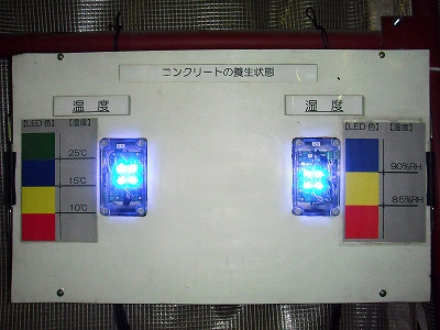 コンクリート養生状態（温度・湿度）の表示